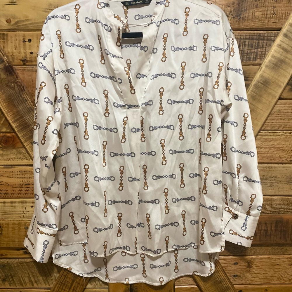 Zara Basic print blouse size S